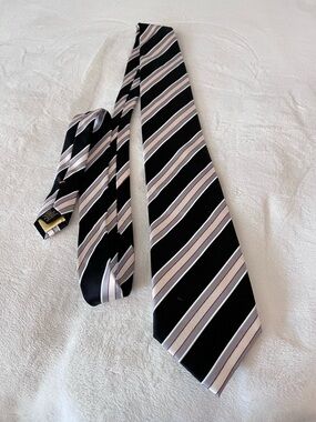 Classic Black Striped Men's Tie by Donald Trump.